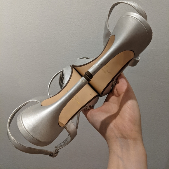 Strappy Silver Metallic Heels with Rhinestones 8 - Picture 7 of 7